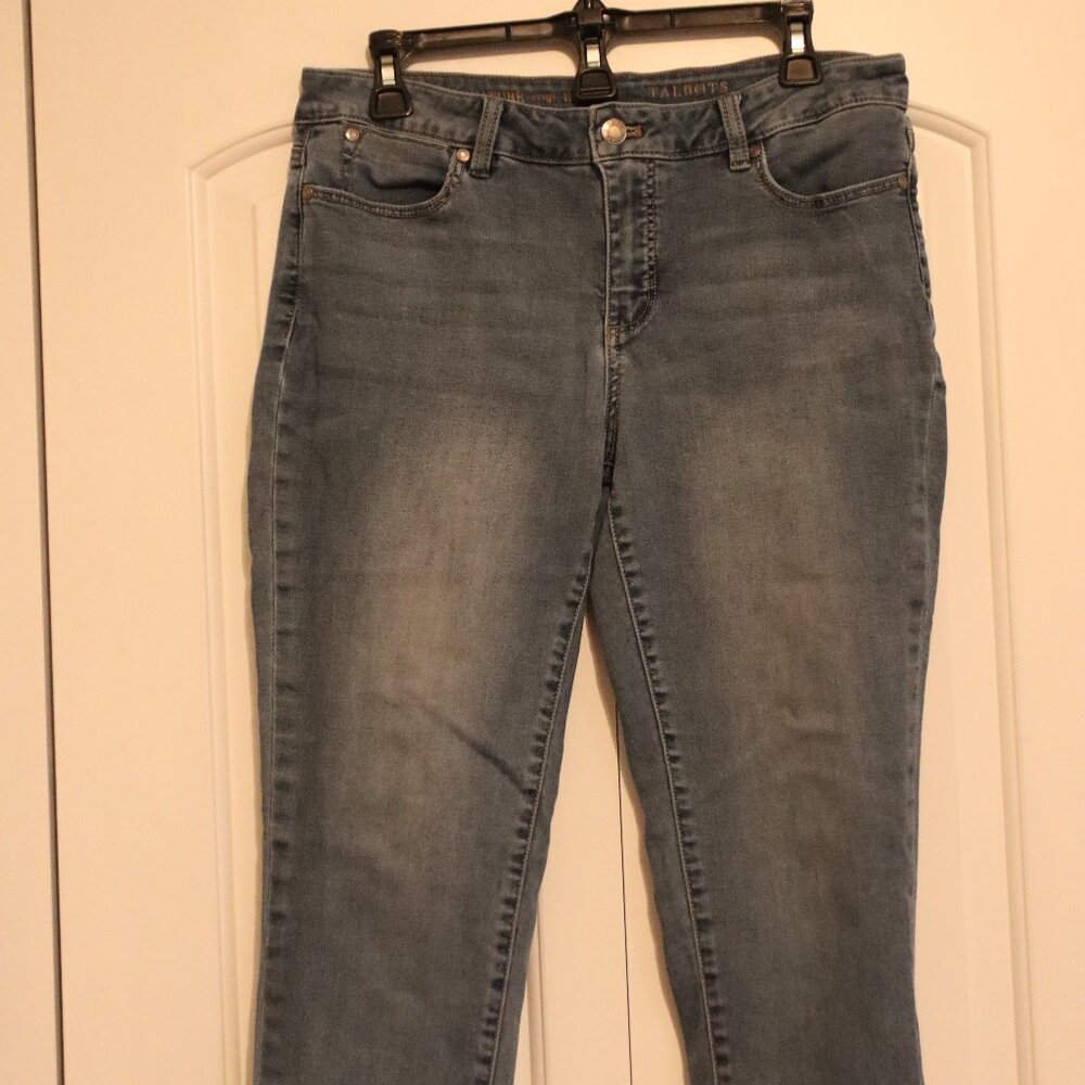 Talbots Signature Slim Leg Blue Denim Crop Jeans Size 12 Petite Casual